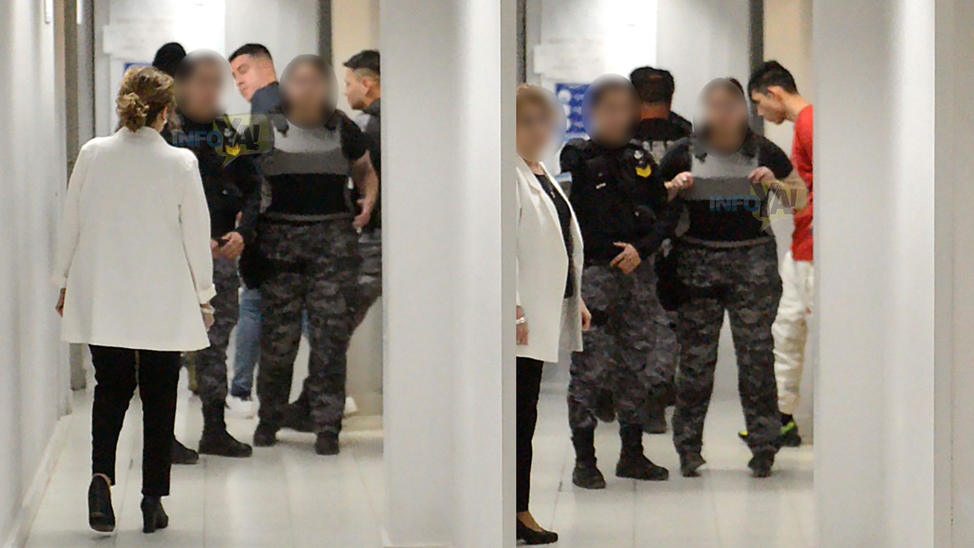 El momento en que retiran de la sala a Facundo Cervera y Yair Orellana.